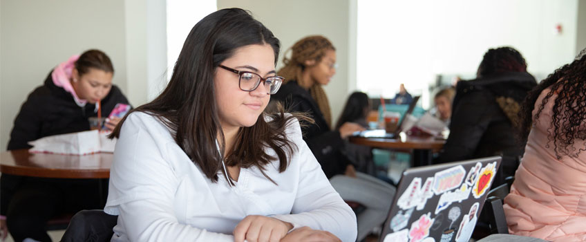 student using a computer