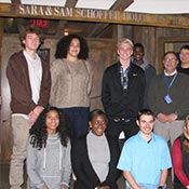 Students in front of the The Sara & Sam Schoffer Holocaust Resource Center