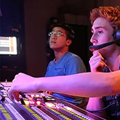 Students in a media control room