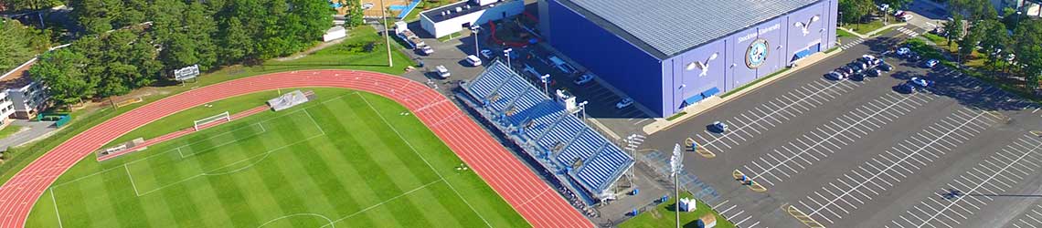 Aerial of Sports Center and field