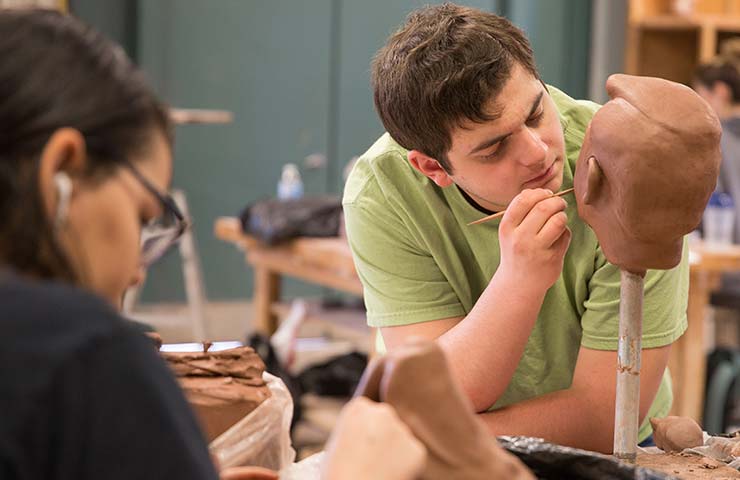 Students sculpting