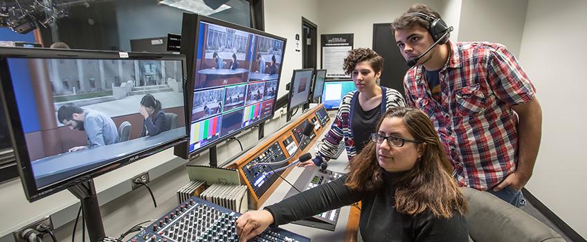 students using video equiptment