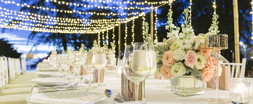 Intricate table setting at a wedding event