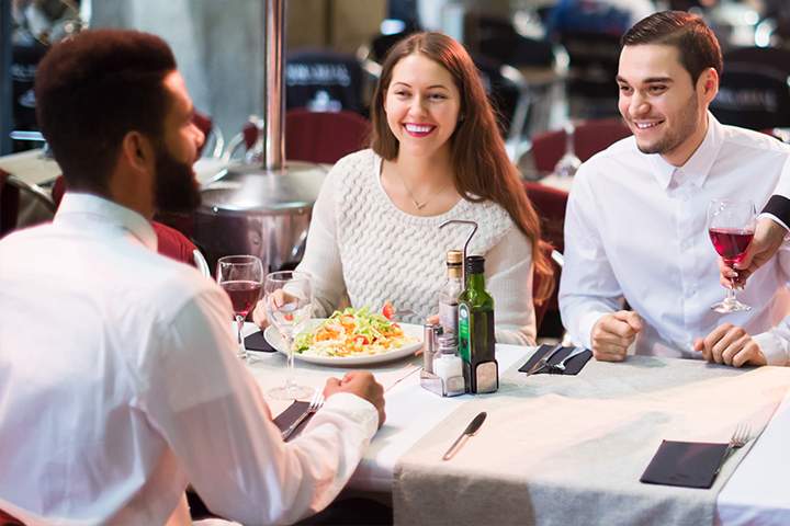 People interacting in a restaurant