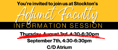 Adjunct Faculty Orientation - September 7 at 4:30 pm in the C/D Atrium