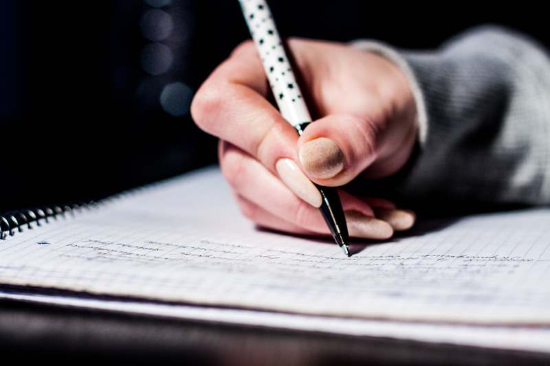 Student taking an exam