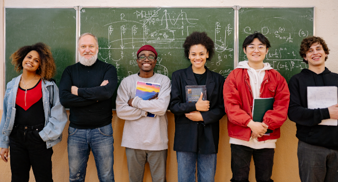 Professor and students in classroom