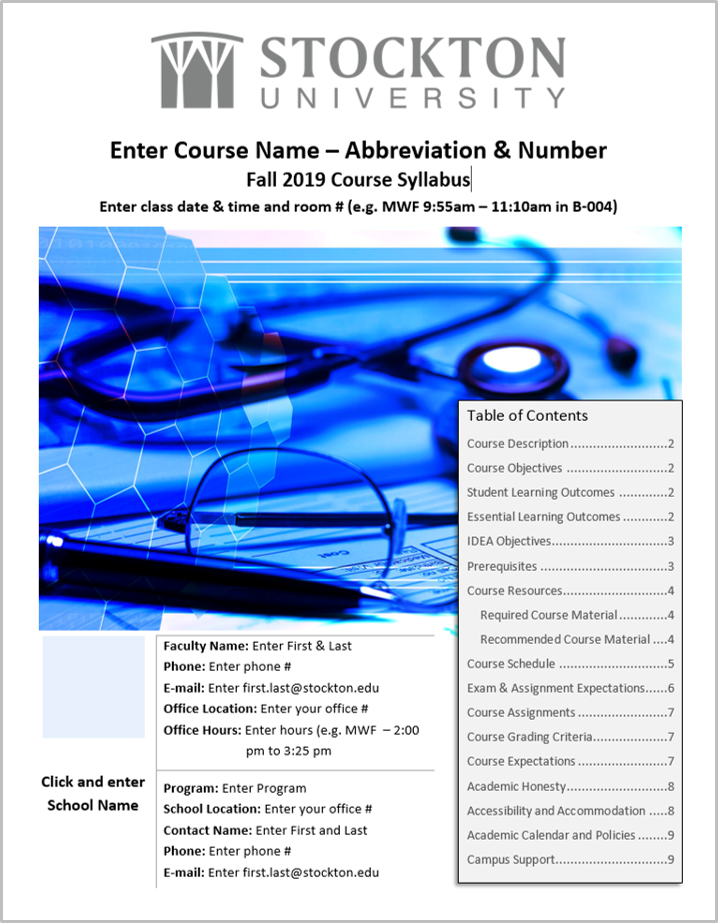 CTLD Sample Syllabus for Online Courses