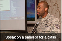 Speak on a panel or for a class