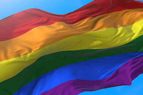 Pride flag swaying in the wind