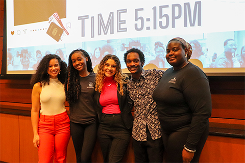 Yesenia Pacheco (center) with four Ospreys R.I.S.E. Fred Talk speakers during Glow Up 3