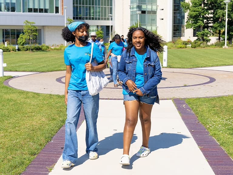 Students walking on campus