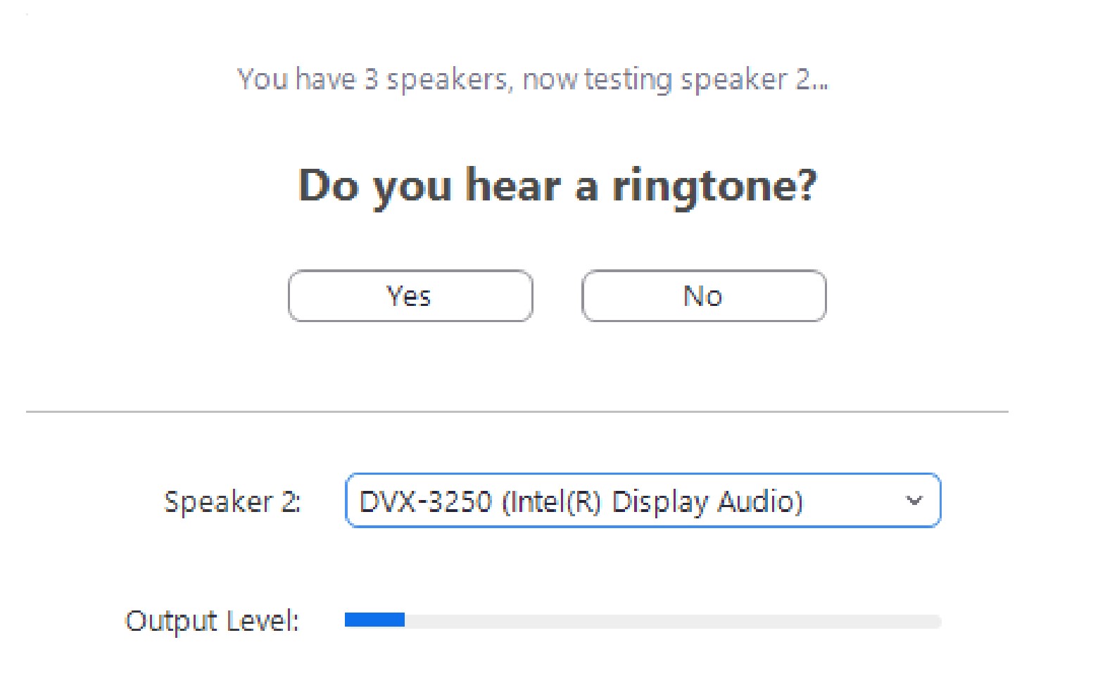a screenshot of the zoom speaker check tool