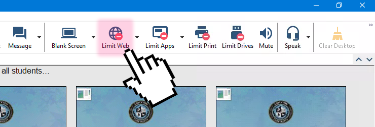 A screenshot of the Limit Web button in LanSchool.