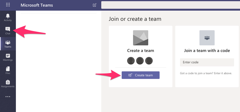 A screenshot depicting the Teams pane in Microsoft Teams for the web.