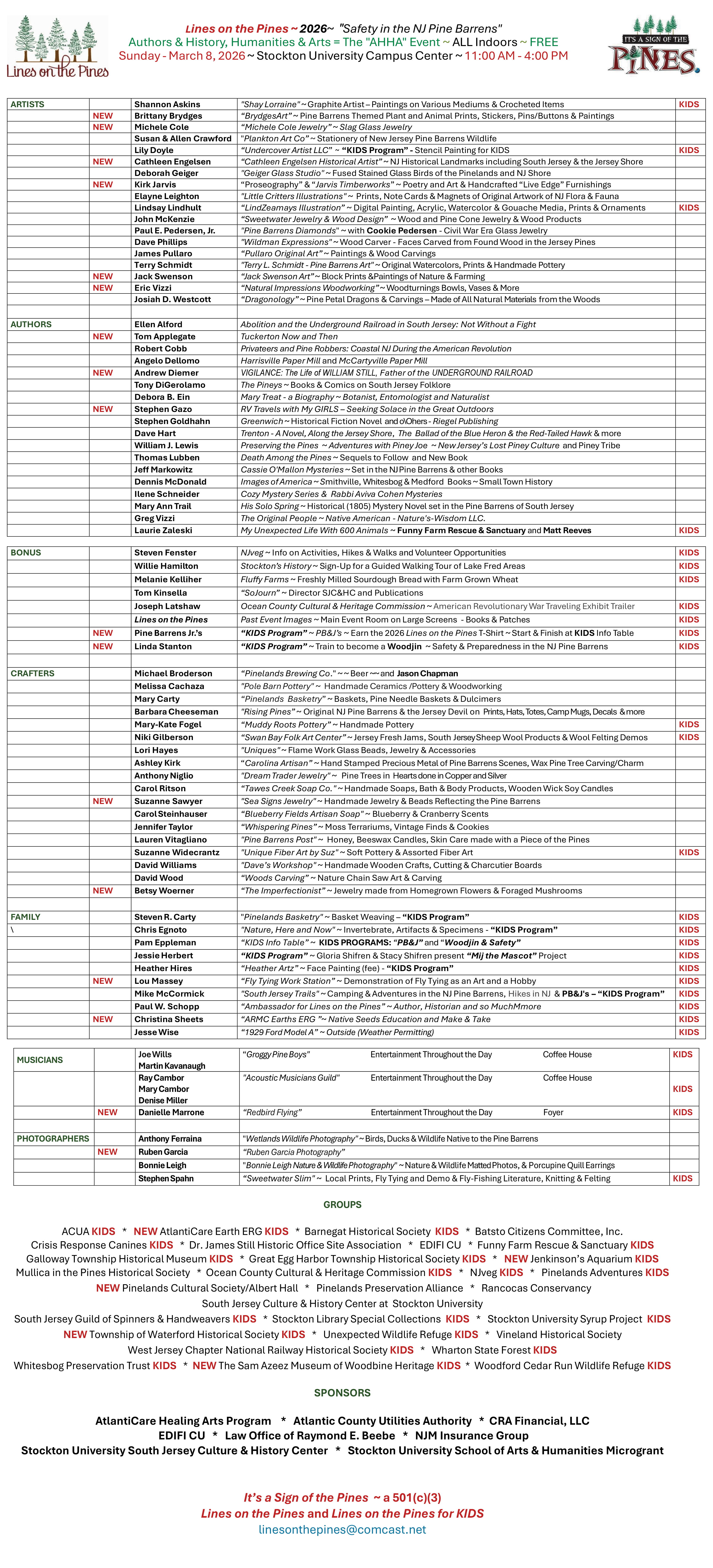 LinesPoster2026 Poster for Lines on the Pines 2026