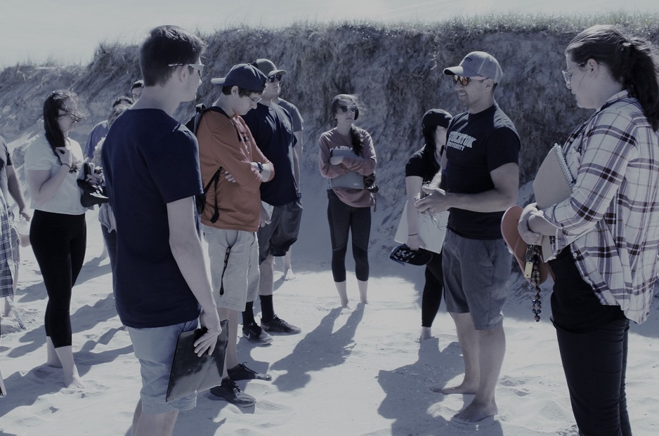 Students on a beach