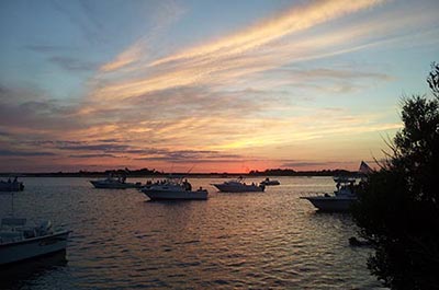 Image of the Jacques Cousteau National Estuarine Research Reserve at sunset