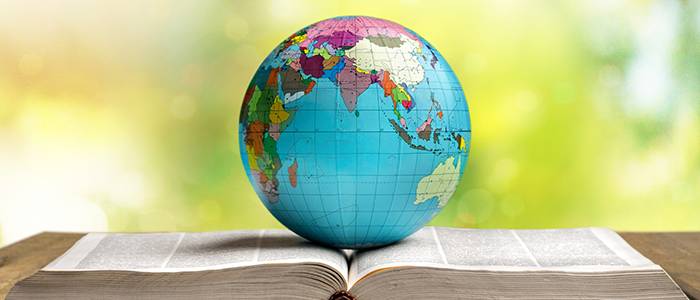 Globe and book symbolizing international education