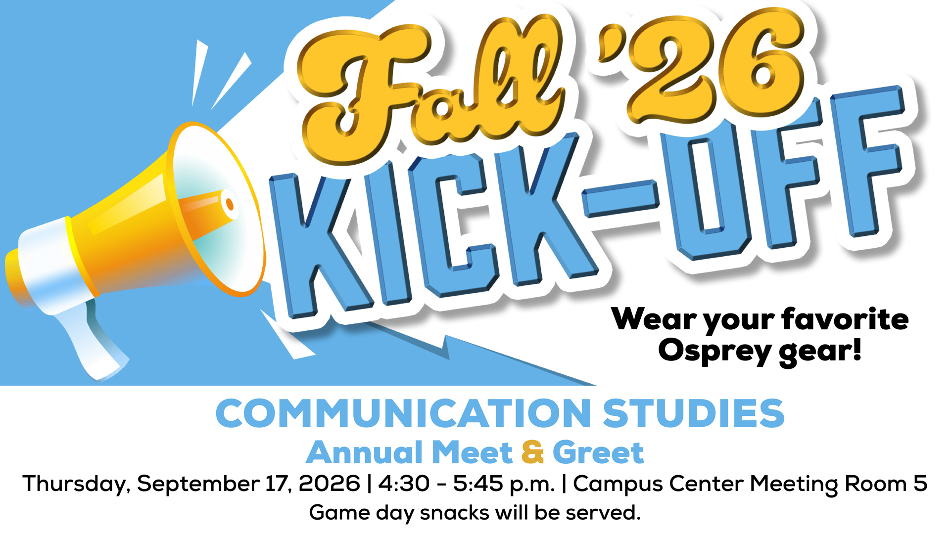 Flyer for Communications Studies Meet and Greet