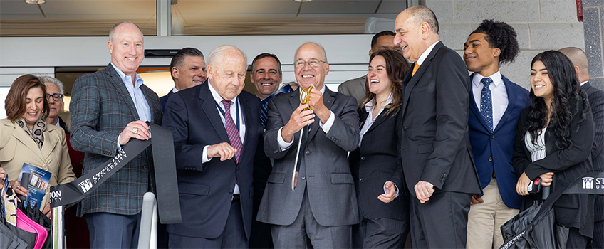 ribbon cutting of new residence hall