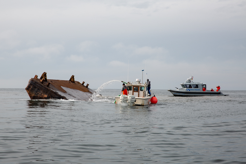 sinking barge