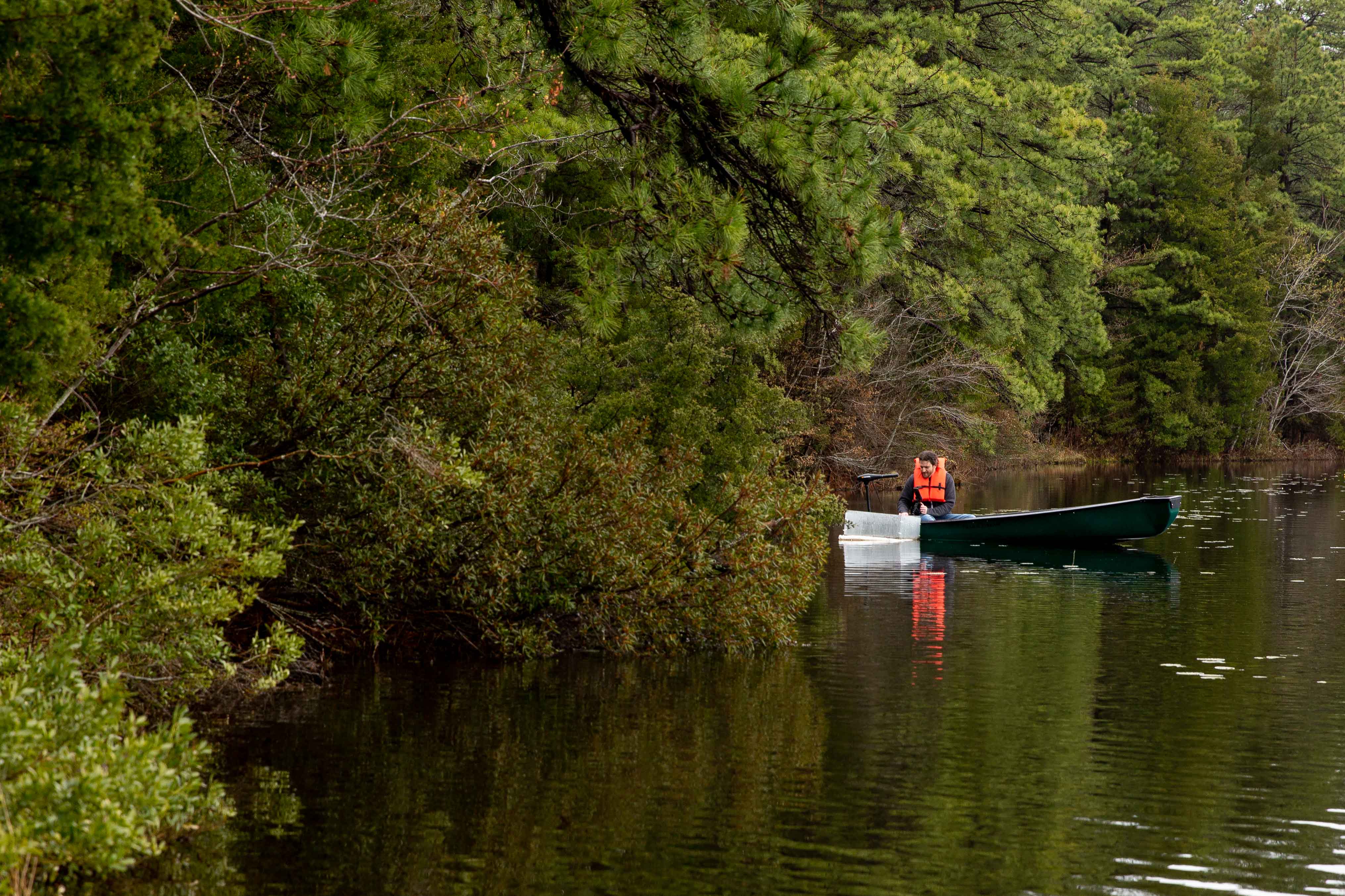 Aaron Stoler checks an island