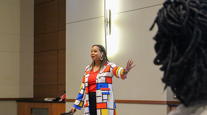 Gilchrist during her presentation. 