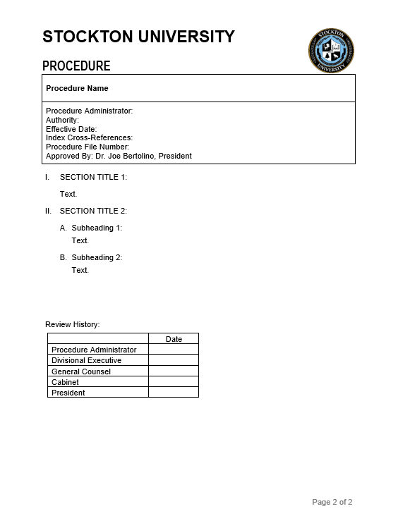 Image of Procedure Template