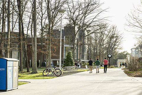 students walking on campus