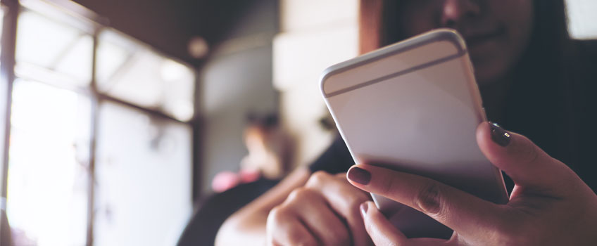 student using a smartphone