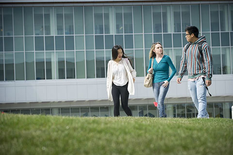 students walking on campus