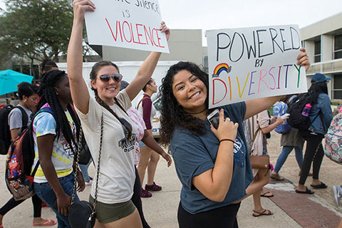 students at an event