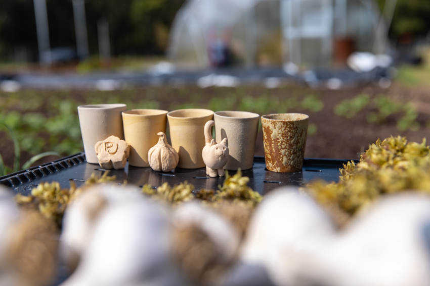 Pots made from the clay at the Sustainable Farm
