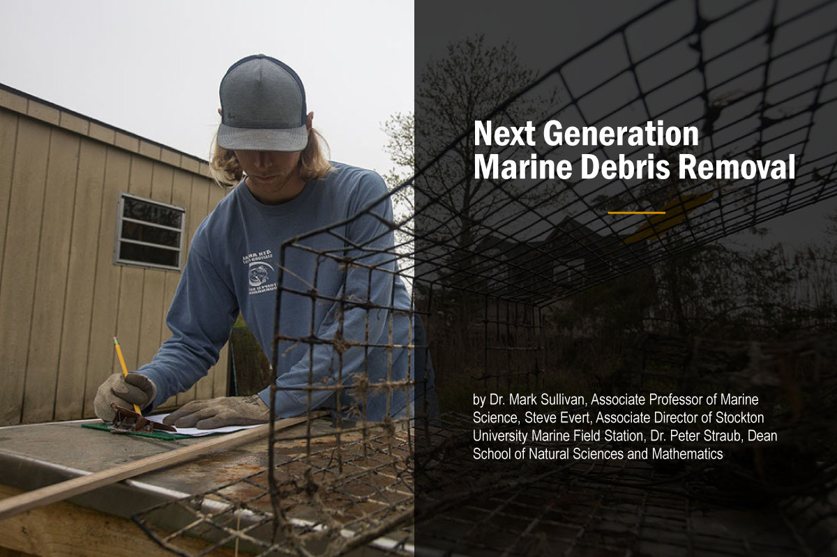 Image of Stockton University student unloading crab traps