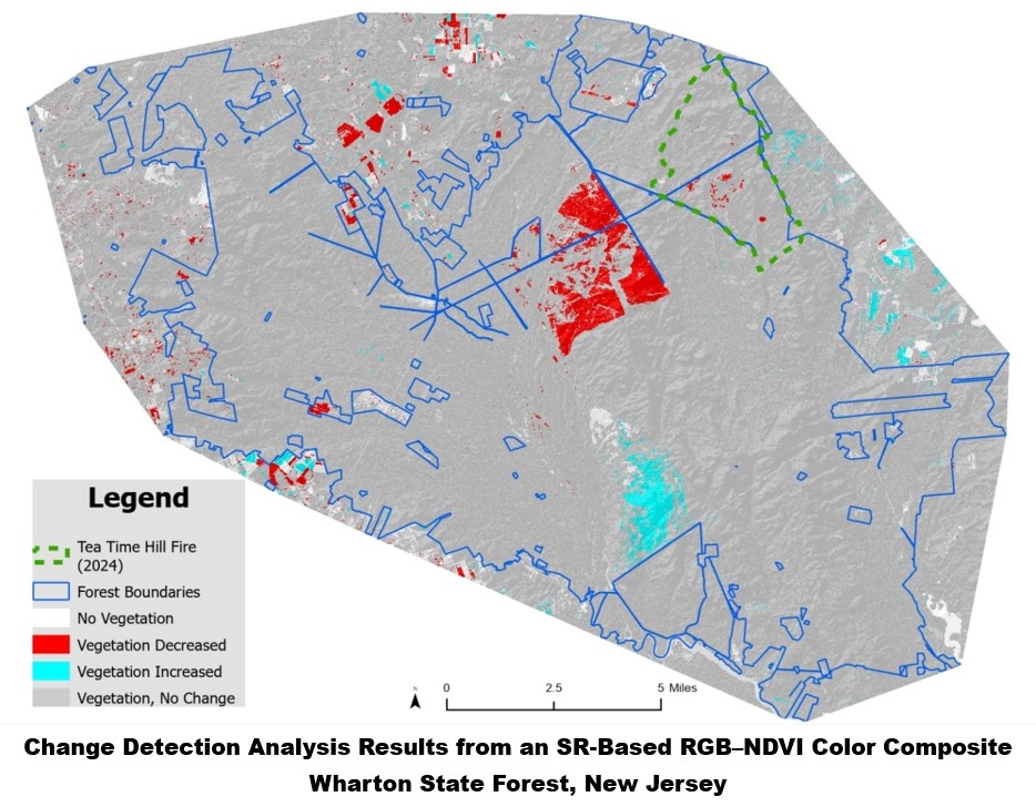 Change Detection Analysis from SR-Based RGB-NDVI Color Composite Wharton State Forest NJ