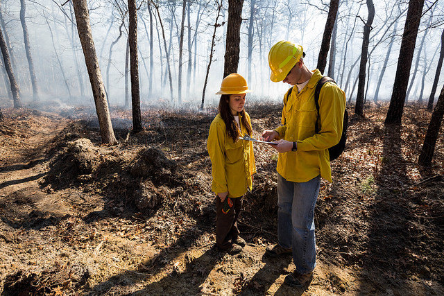 Stockton students assisting with controlled burn