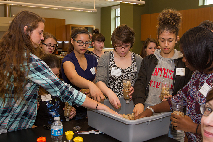 Image of high school girls participating in Teen Tech at Stockton University