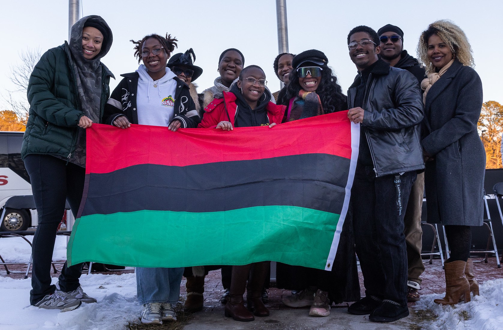 Black history month flag raising