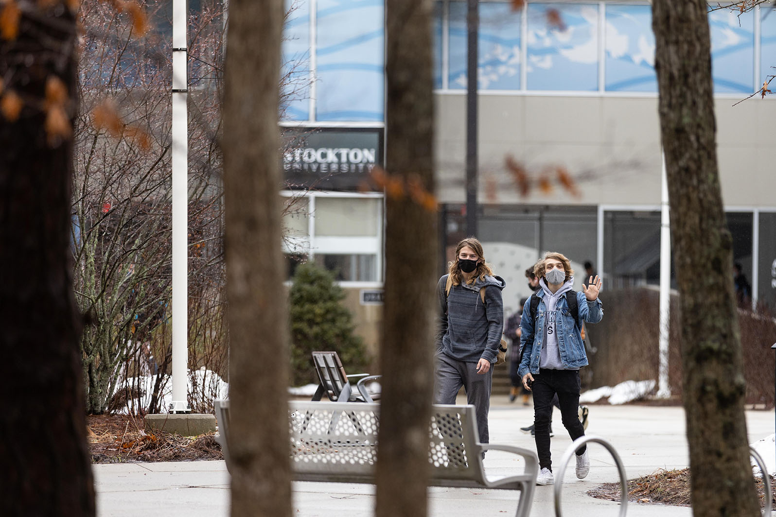 students walking around campus 