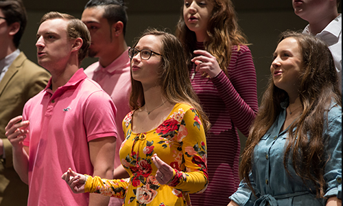 students singing