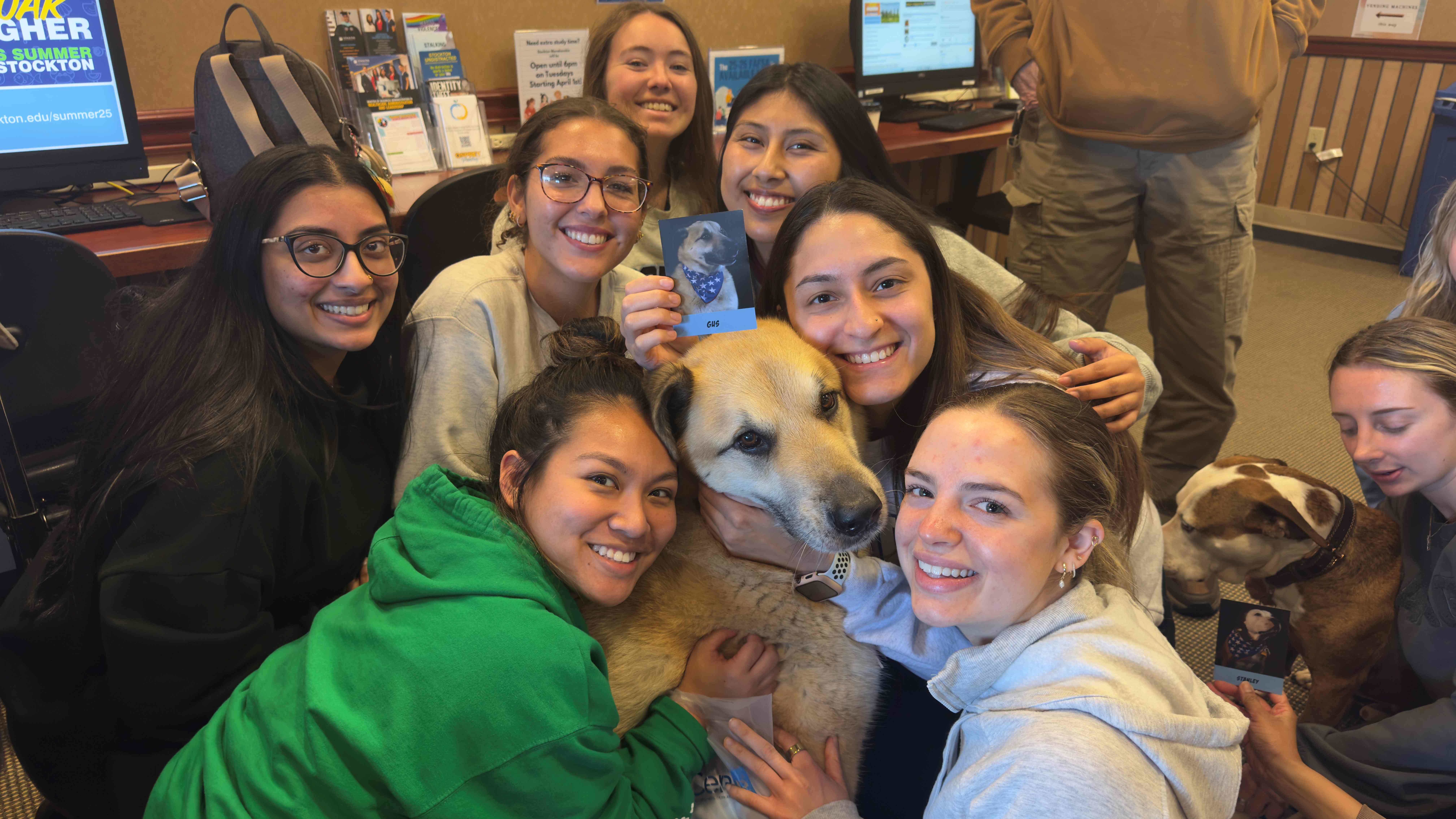 students with therapy dogs