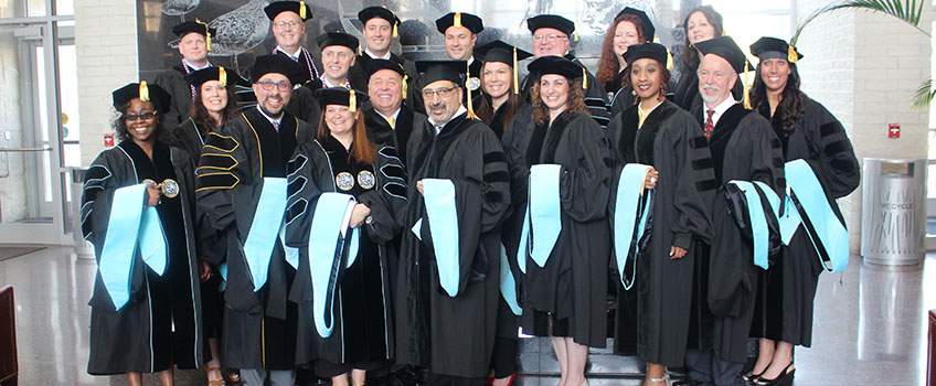 The first cohort of the Ed.D. in Organizational Leadership at Commencement. 