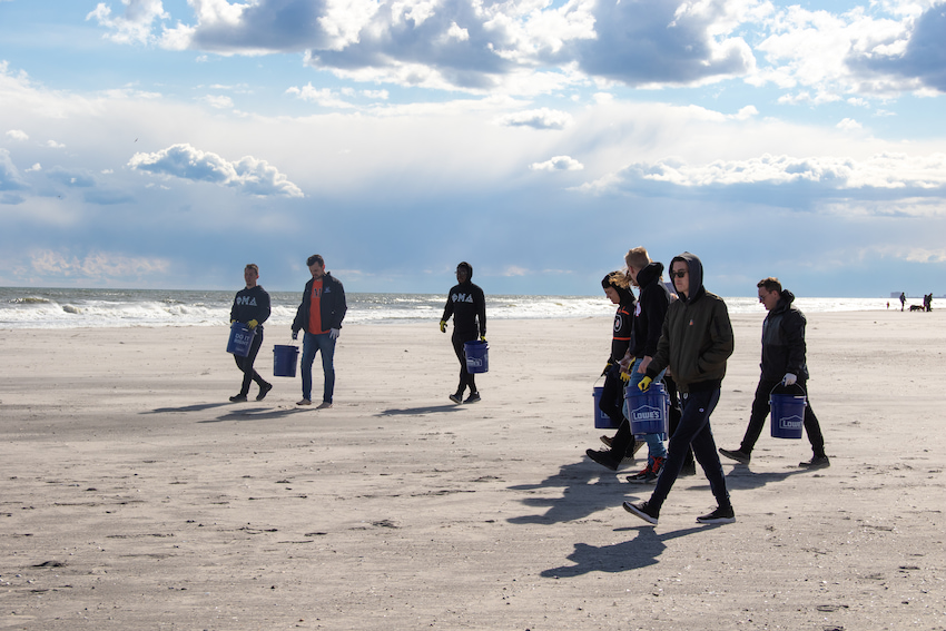 Students on beach