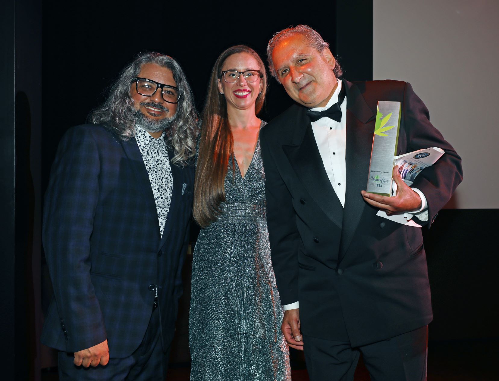 From left to right, Enrique Lavin, editor of New Jersey Cannabis Insider, Sarah Trent, CEO of Valley Wellness, and Robert Mejia