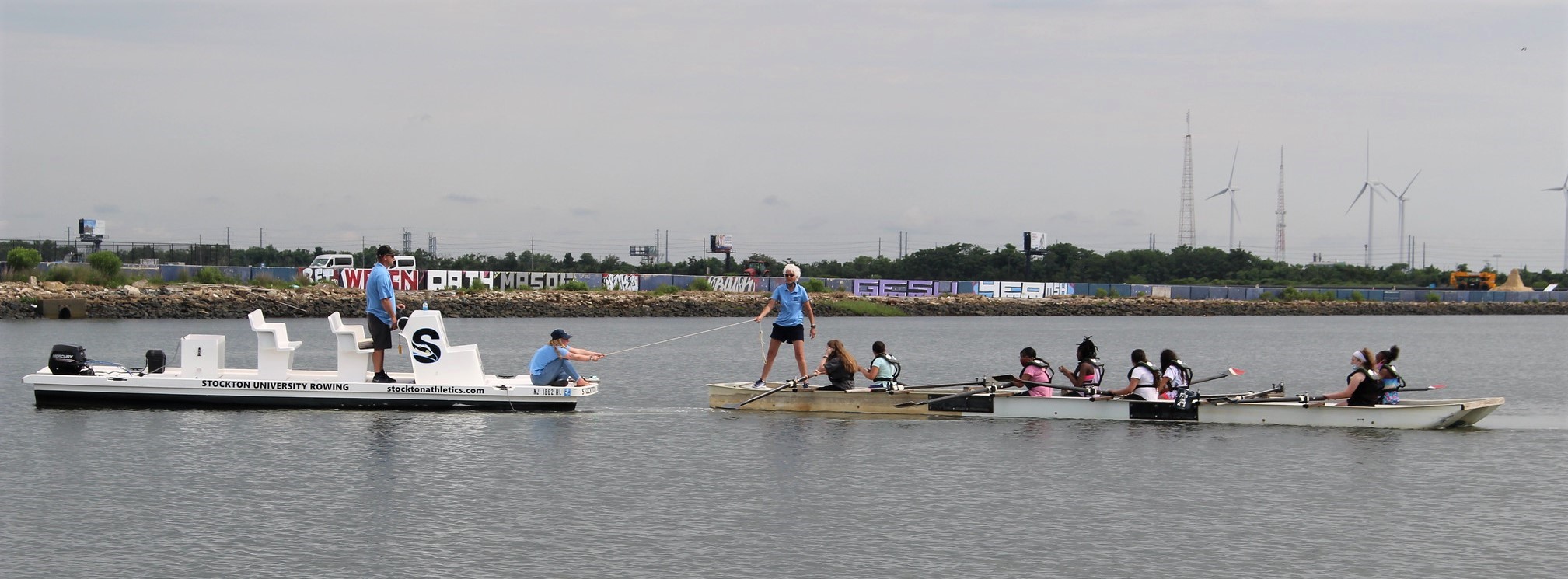 Rowers on bay