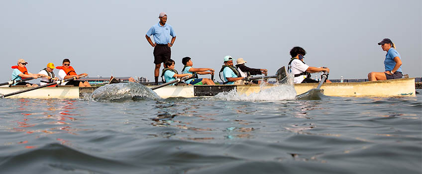 Rowers in back bay