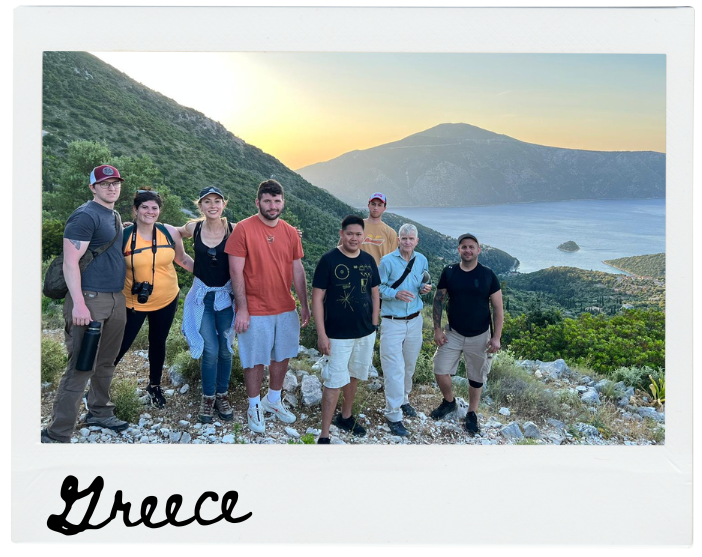 students on a mountain in Greece