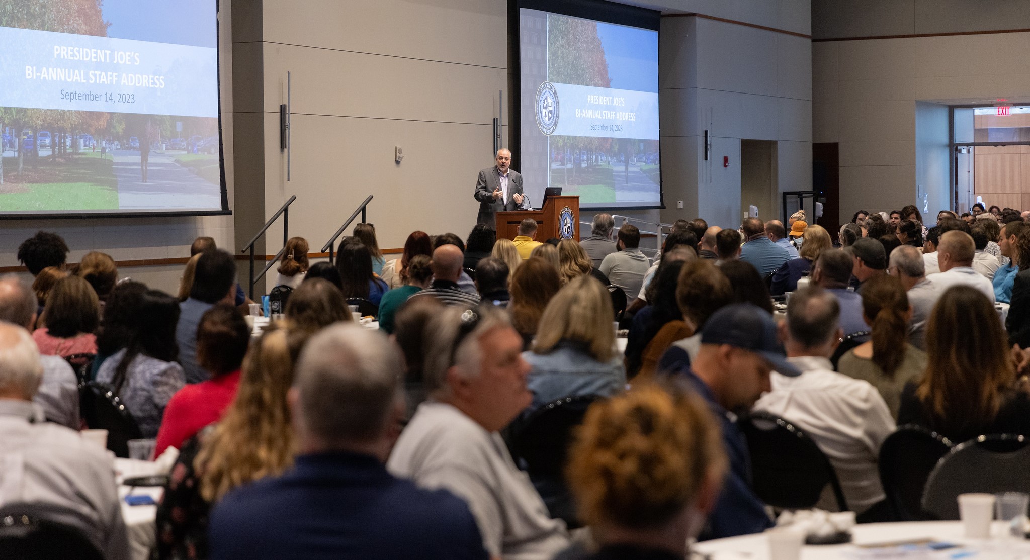 president bertolino addresses staff