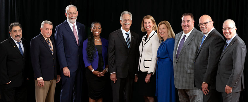 From left, John Froonjian, Ed Salmon, Richard Dovey, Danielle Combs, Steven P. Perskie, Lori Herndon, Amy Mansue, Tom Piratzky, Ron Johnson, and Harvey Kesselman